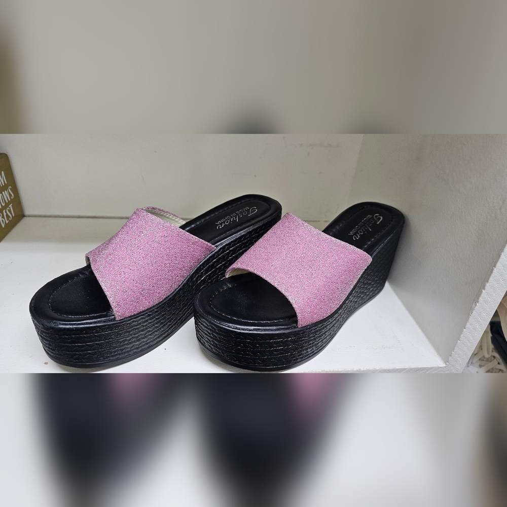 Women's Barbie Pink Platform Slide Sandals